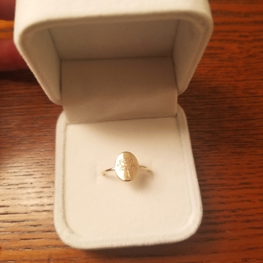 14k solid gold lotus ring size 5